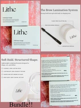 Lithe UHD Brow Sculpt Gel Bundle Clear Hold Brow Gel Shaping Wax NEW NWT BNIB